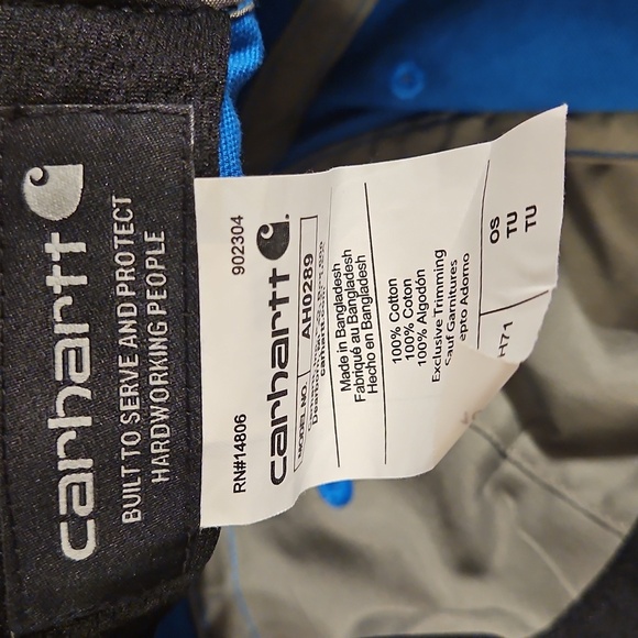 Carhartt Blue Baseball Cap OS Logo Patch Canvas Velcro Close - Picture 3 of 5